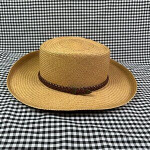Fiesta Santa Barbra Crushable Leather Strap Garden Sun Hat Size Medium